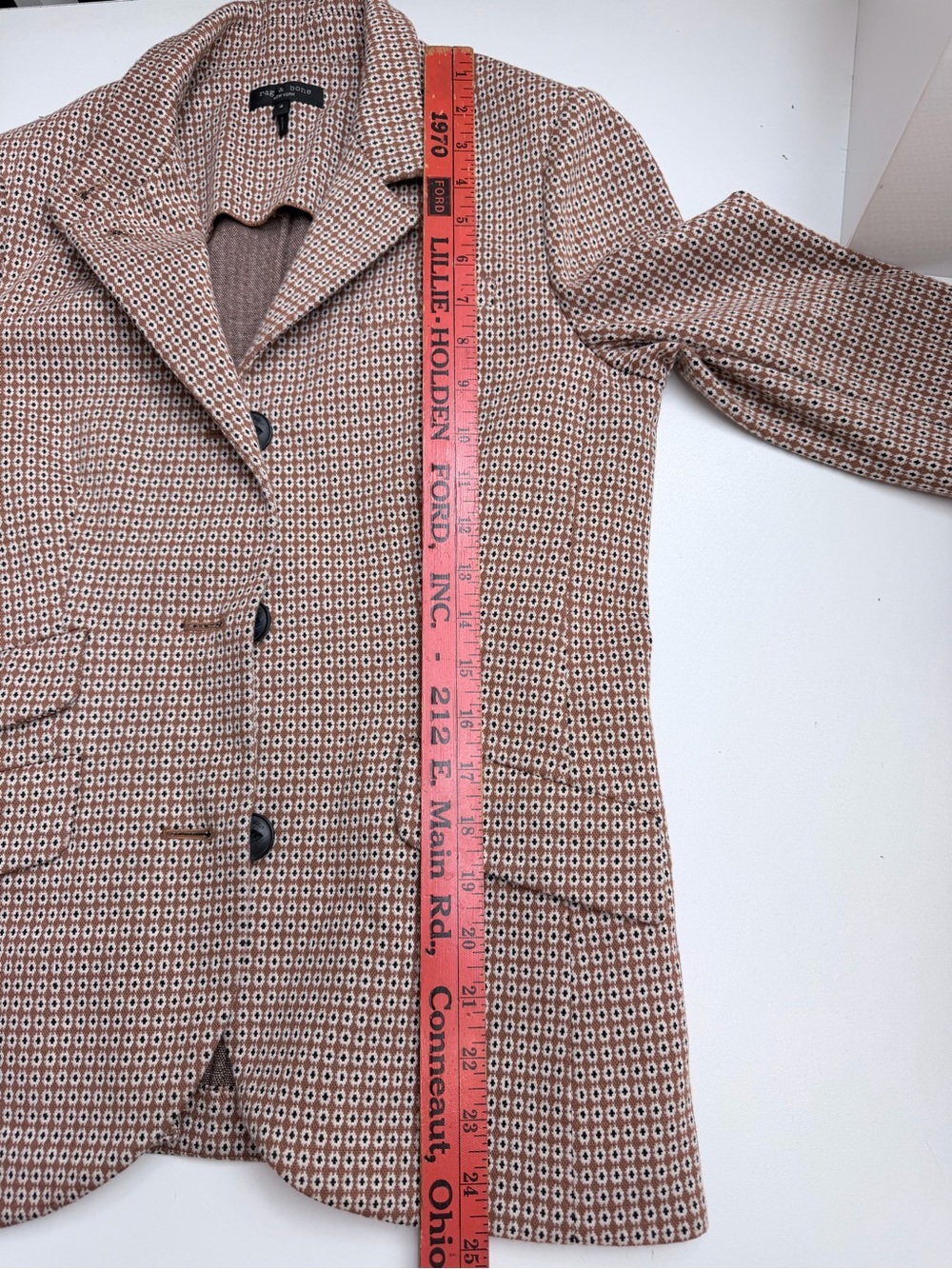Rag & Bone Slade Geo Print Cotton Blend Blazer Jacket Brown Size 4 - Picture 9 of 16